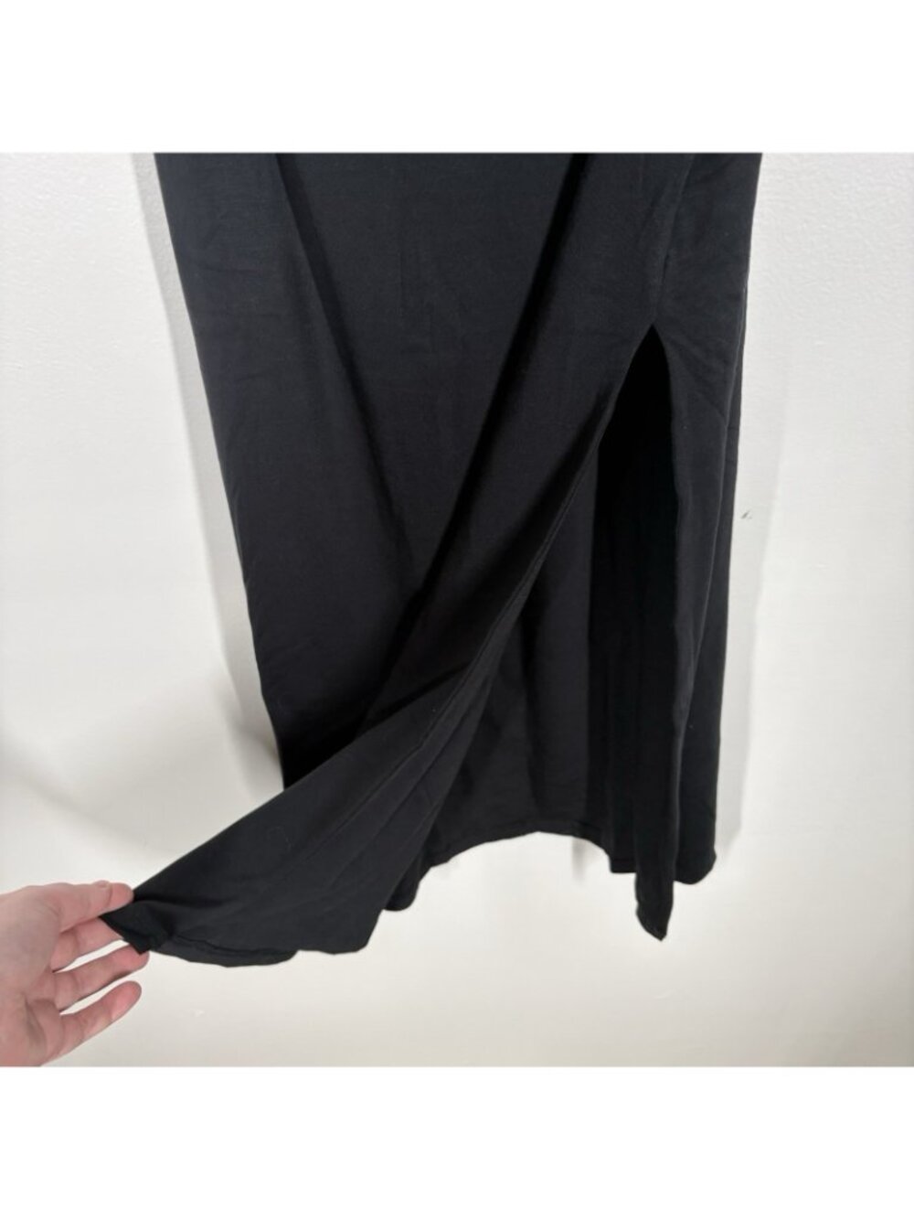 Aritzia Wilfred Sz 2XS Black Strappy Drapey Jersey Midi Dreamweaver Dress NWOT - Picture 6 of 13